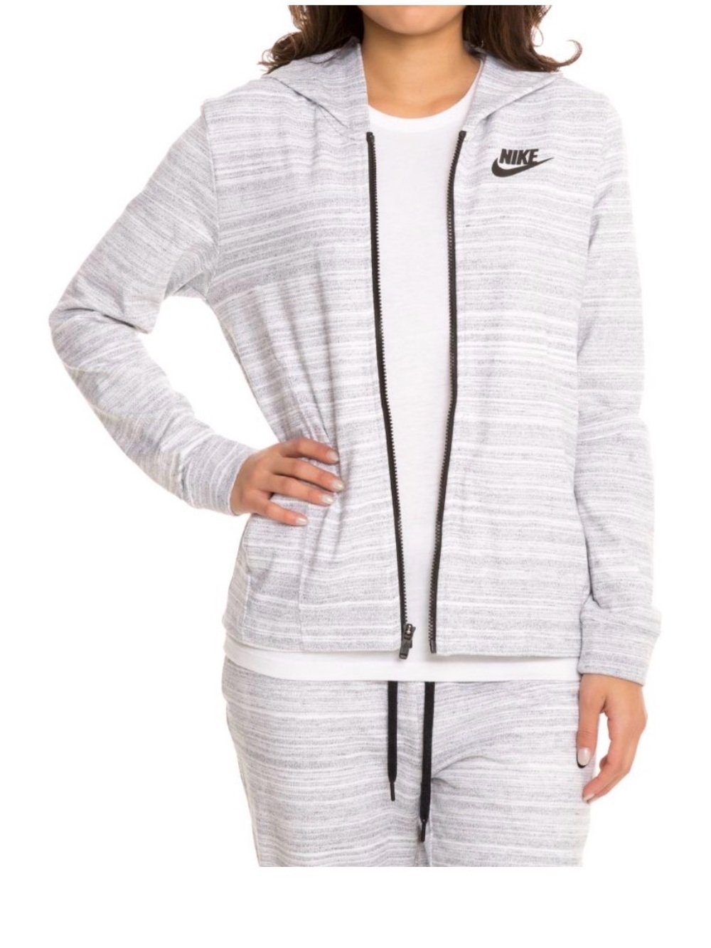 Nike Light Heather Gray Full-Zip Lightweight Hoodie